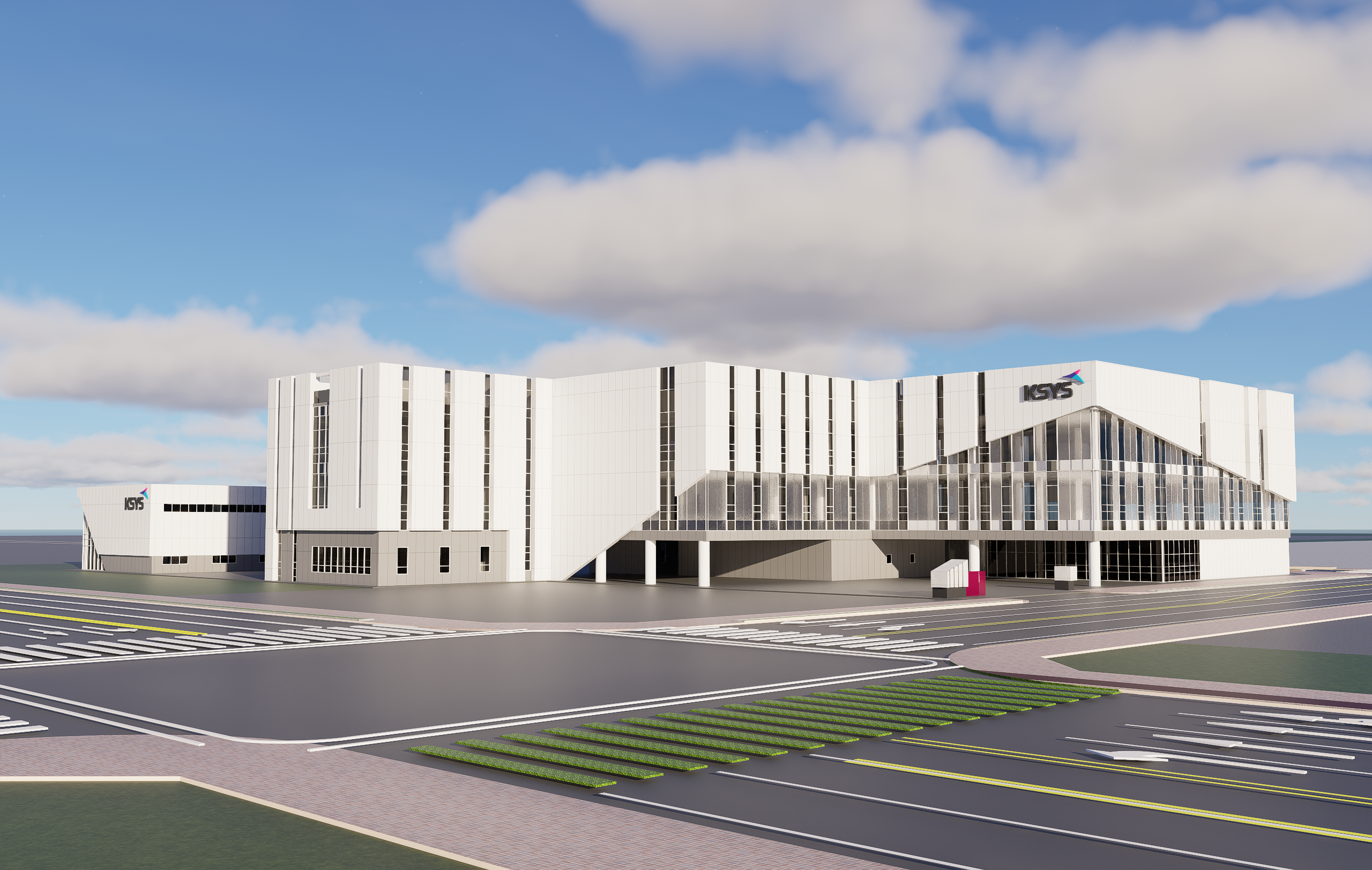 Pre-2028 work environment architectural rendering